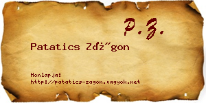 Patatics Zágon névjegykártya